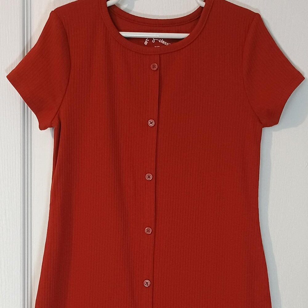 Art Class/Button Dress/Girls M/Rust/Fitted Short Sleeve